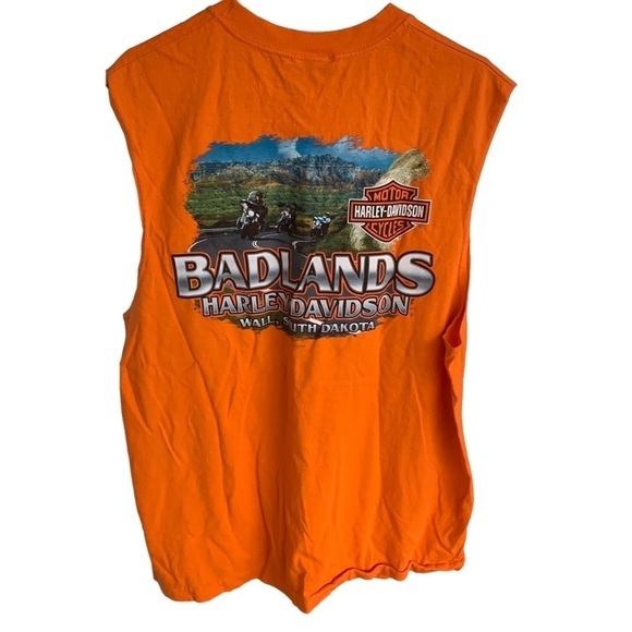 2013 Badlands Harley Davidson Sturgis Wall South Dakota Tee Shirt Orange Size XL - Picture 4 of 8